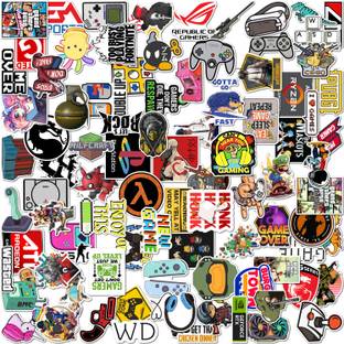 WALLDESIGN 3 inch 91 Vibrant Gaming Sticker Set for Console & PC Gamers - Mobile, Laptop, PC Self Adhesive Sticker