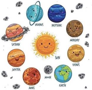 SkyWorld 38 cm Decor Kids Solar System PVC Vinyl Multicolor Wall Stickers for Wall Decoration/ Self Adhesive Sticker