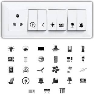 RSB HUB 1.5 cm Switch Sticker For Electric Board Appliances Including 27 Designs Self Adhesive Sticker