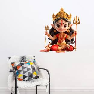 Hetshree decore 50 cm AI Durga Maa Wall Sticker & Decal Self Adhesive Sticker