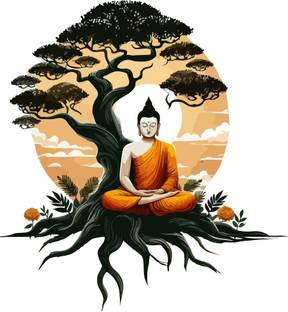 CreativeEdge 61 cm Buddha sitting under a bodhi tree Self Adhesive Sticker