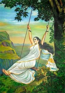 Eltass 30 cm Raja ravi varma women paintings wall sticker - women paintings wall sticker Self Adhesive Sticker