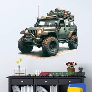 ArtisticDecals 78 cm Car Mountain jeeps, Racing car Wall Sticker Big size sticker, 3D sticker Self Adhesive Sticker