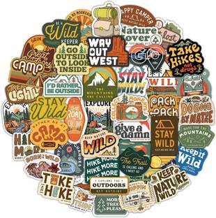 CeleBoxs 2 inch Camping and Hiking Stickers, Waterproof Vinyl Decals for Water Bottles phone Self Adhesive Sticker