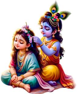 RUHIDECOR 1 inch RD658 Cute Bal Gopal With With Radhha Self Adhesive Sticker
