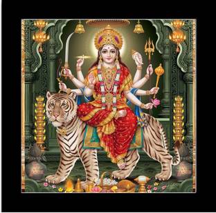 voorkoms 20 cm Durga Maa Photo frame Home Décor Wall Art Puja room Living room 8x8 Inch Self Adhesive Sticker