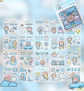 DGSELL CREATIONS 8 cm Style Cute Cartoon Hand Account Book 20 Stickers Decorative Small Pattern Self Adhesive Sticker