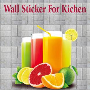 Vijaya enterprises 30.48 cm Different fruit juice drinks wall sticker size (12x12 inch) Self Adhesive Sticker