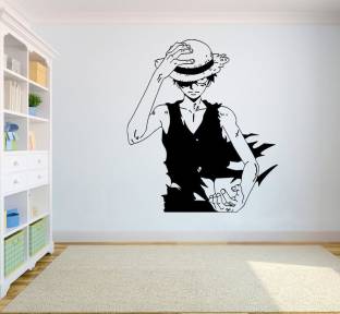 WallWonders 40 cm " One Piece Never End " Black color Vinly Wall Stickers Size 40X45cm Self Adhesive Sticker