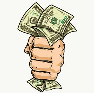 Golden Fox 23 cm MULTICOLOR HAND HOLDING DOLLARS STICKER & DECAL FOR ALL BIKES AND CARS Self Adhesive Sticker