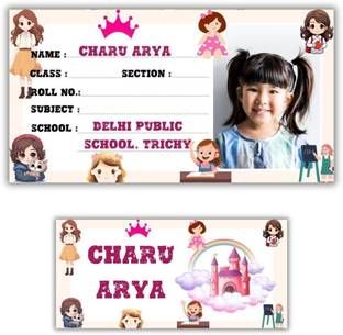 AanyaCentric 10 cm Notebook Name Slip(9.7cm x 5.2cm) and Name Tags(7cm x 3.3cm) Self Adhesive Sticker