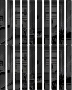 one store 24 cm 30 Pcs Acrylic Mirror Wall Stickers Striped Design (Black) Self Adhesive Sticker