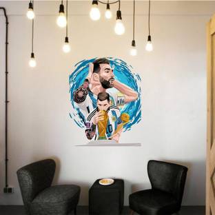 WllWonders 49 cm Messi Wall sticker - messi illustration art wall sticker Self Adhesive Sticker