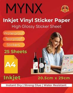 Mynx 8.3 inch A4 Vinyl Sticker 40 Sheets for Inkjet Laser Printer High ...