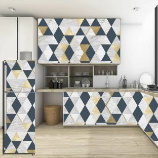 DECOR INDIA SOLUTION 40 cm Geometric Wallpaper Sticker (16 inch x 90 inch) Self Adhesive Sticker