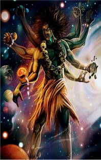 SAI DESIGNS 99 cm Mahakal / Bholenath /Shiva Religious Vinyl Poster /Sticker Self Adhesive Sticker