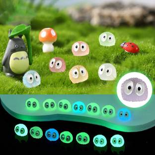 KIDWILL Glow in Dark Miniature Fairy Garden Accessories Regular Round Plastic Pebbles