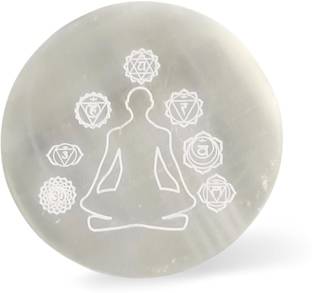 Plus Value Selenite Round Meditation Crystal Charging Plate Polished Round Crystal Stone