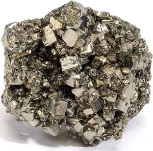 Fikup Pyrite Cluster Rough Stone for Reiki Healing, Vastu Correction (Gold 30 g) Regular Asymmetrical Crystal Stone