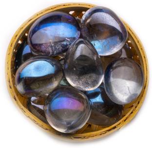 Plus Value titanium-aura-quartz-blue-firing-tumble-basket Regular Asymmetrical Crystal, Quartz Pebbles