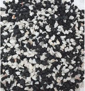 PIKVY Decorative Small Size Polished Marble Stone Pebbles For Plant Pots Vase Fillers Aquarium Home Decor Garden Decoration, Black & White Polished, Engraved Angular, Asymmetrical Granite, Marble Stone