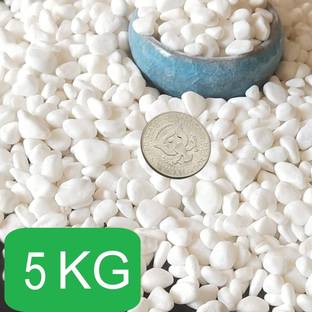 AFAST 5 KG Polished White Pebble for Aquarium, Plant Pots & Home Garden Decoration Polished Asymmetrical Marble Pebbles