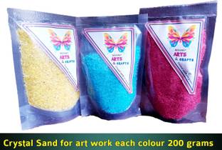 MASHKI Crystal Sand for Art Set Assorted Colorful Shiny Sand Multicolor Pack of 3