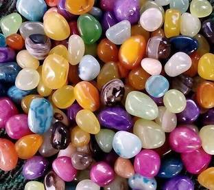 PIKVY Decorative Shiny Polished Smooth Small Size Onyx Stone Pebble For Aquarium Fish Tank Plant Pots Garden Home Table & Outdoor Decoration Polished, Regular Asymmetrical, Round, Oval Onyx Pebbles