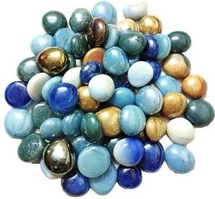 Colour Stone Decorative Glossy Shiny Round Shape Special Glass Pebbles Stone For Glass Filler Aquarium Vase Fillers Plant Pots Home Garden & Outdoor Decoration (Multi Colour, 500 grams) Polished, Regular, Painted Round Fire Glass Pebbles