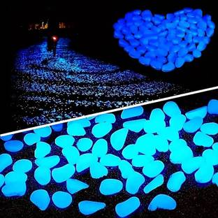 BLAPOXE 100 Pieces Luminous Stones, Fluorescent Pebbles Glowing Pebbles Glow Stones Regular Oval Rock Stone