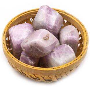 Plus Value Pink Kunzite Tumbled Pebbles 200grams in Basket Regular Asymmetrical Crystal Pebbles
