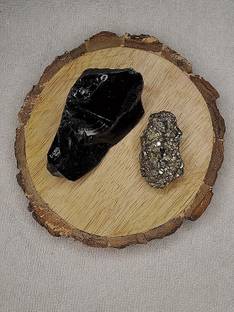 Divinity Crystals Black Obsidian and Pyrite AAA Grade Raw Natural Crystal Combo Regular Round Crystal Stone