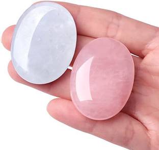 Multiagate Rose Quartz Clear Quartz Healing Crystal Palm Stone Crystal Polished Asymmetrical Crystal Pebbles