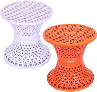 HOMESTIC Plastic Mesh Damroo Seating Stool|Both Sided Stool for Guestroom|Pack of2|Multi Stool