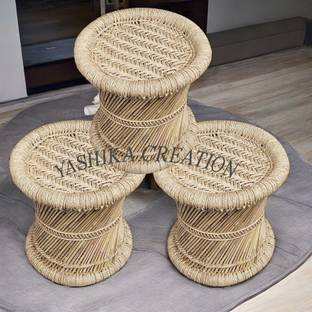 YASHIKA CREATION handmade Bamboo Stool Mudda/modha/muddi /set of 3 Outdoor & Cafeteria Stool