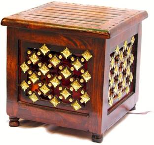 MAJESTIC MART Beautiful Antique Wooden Stool with Storage Multipurpose Home Use Stool For Living & Bedroom Stool