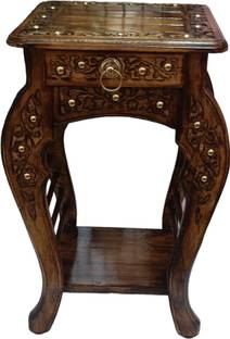 Smarts collection Handmade Wooden Floral Carved With Drower Stool for Living & Bedroom Stool