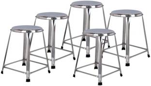 Lifetimestool Stainless Steel Stools Set of 5 Pcs Height 18 inch Standard (1.5 Foot) Outdoor & Cafeteria Stool