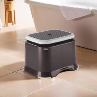 HOMESTIC Anti-Slip Bathroom Stool for Bathing | Check Ultra 10- Brown Stool
