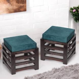 Ikiriya Houston Sheesham Wood Contemporary Square Living & Bedroom Stool