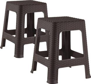 KUBER INDUSTRIES Plastic Sitting Stool for Indoor Or Outdoor|Home & Garden|Pack of 2|Brown Stool