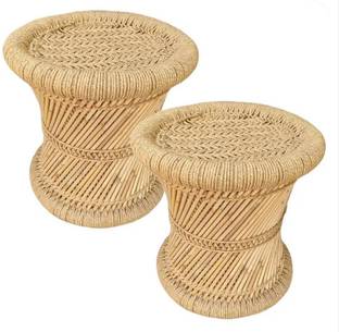 Bhavishya Bamboo Mudda Stool, Chair For Living Room Round Shape Wooden Stool For Garden Outdoor & Cafeteria Stool