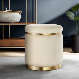 Access craft Access Craft Ottoman Stool for Living Room Cushioned Round Stool (Cream) Stool