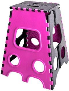 Whizzo 20 Inches Super Strong Folding Step Stool for Adults and Kids, Kitchen Stepping Stools, Garden Step Stool Kitchen Stool (Pink & Black) Living & Bedroom Stool