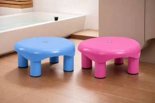 HOMESTIC Plastic Bathroom Stool Set (CTKTC62, Multicolour), 2 Piece Stool