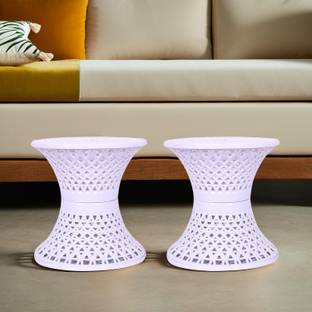 KUBER INDUSTRIES Plastic Mesh Damroo Seating Stool|Both Sided Stool for Guestroom|Pack of 2| Stool