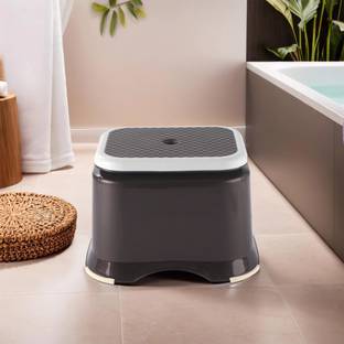 KUBER INDUSTRIES Ultra 10 Multiuses Durable Plastic Bathroom/Step/Sitting Stool, Patla (Brown) Stool