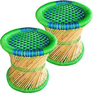 Bhavishya Bamboo Mudda Stool, Chair For Living Room Round Shape Wooden Stool For Garden Outdoor & Cafeteria Stool