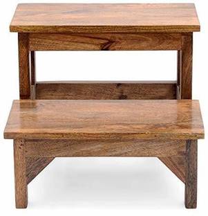 UNICAn Wooden 2 Step Stool for Kitchen | Foot Rest Stool for Living Room | Pine Wood Living & Bedroom Stool