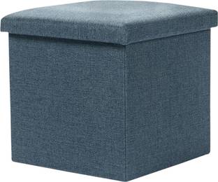 KUBER INDUSTRIES Square Folding Seating Stool for Toy-Clothes-Books|S ZH001BU|Navy Blue Stool